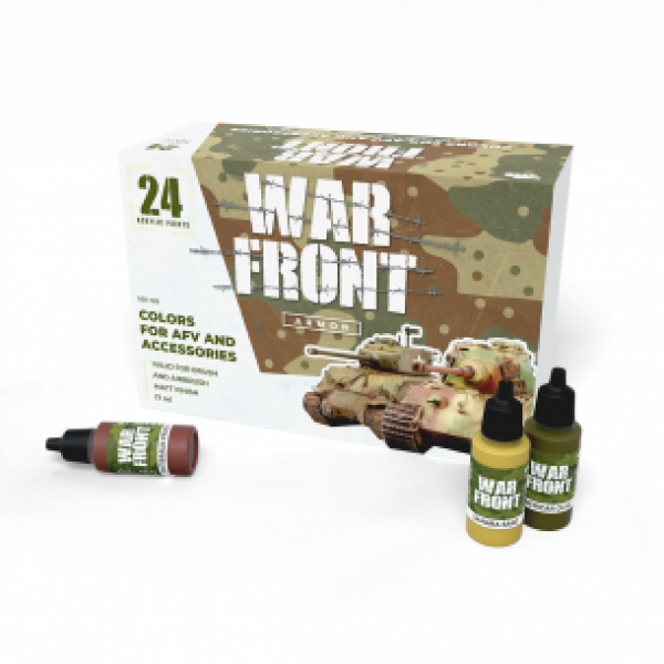 Warfront Range: Paint Set - ARMOR - COLORS FOR AFV AND ACCESORIES (24 Bottles 17 ML)