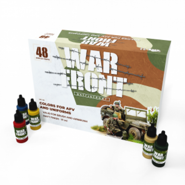 Warfront Range: Paint Set - BATTLEFRONT - COLORS FOR AFV AND UNIFORMS  (48 Bottles 17 ML)