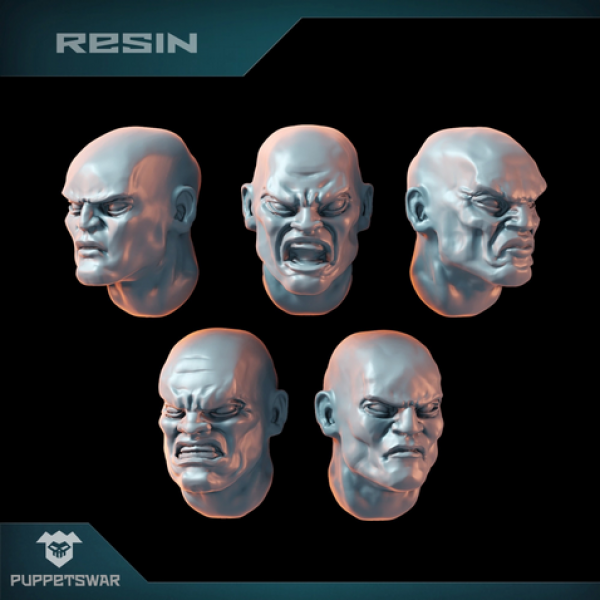 Puppetswar: (Accessory) Bald Bushi Heads (5)
