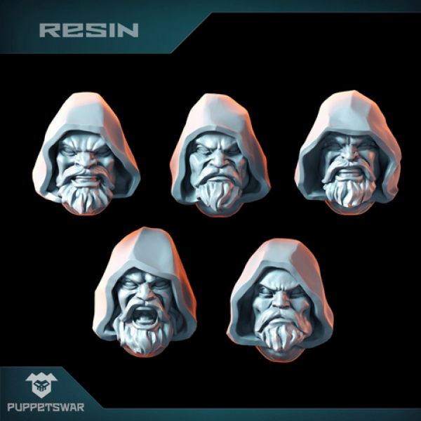 Puppetswar: (Accessory) Hooded Paladin Heads (5)