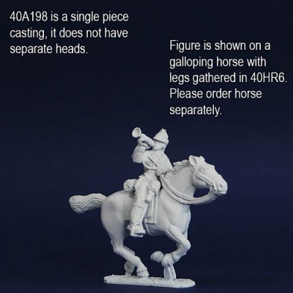 Front Rank Miniatures: 40A198 3rd Regiment Of Continental Light Dragoon - Trumpeter Playing (1 