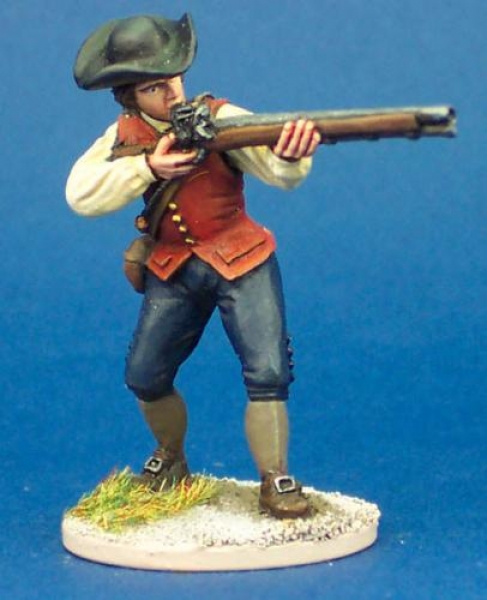 Front Rank Miniatures: 40A47 Militiaman In Waistcoat, Standing Firing, Informal Tricorn (1 figu