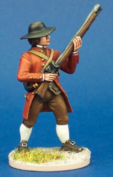 Front Rank Miniatures: 40A49 Militiaman In Coat, Standing Ready To Fire, Wide Brimmed Hat (1 fi