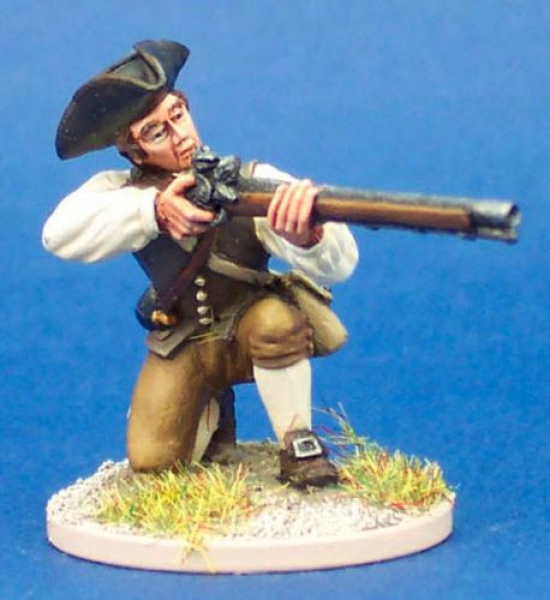 Front Rank Miniatures: 40A54 Militiaman In Waistcoat, Kneeling Firing, Tricorn (1 figure) (40mm