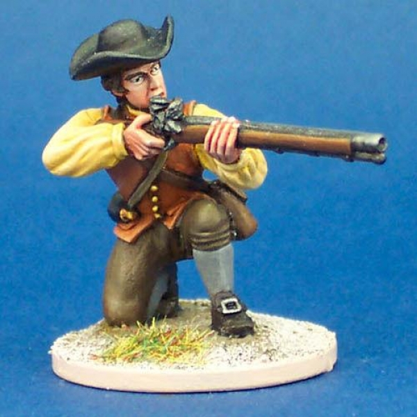 Front Rank Miniatures: 40A55 Militiaman In Waistcoat, Kneeling Firing, Informal Tricorn (1 figu