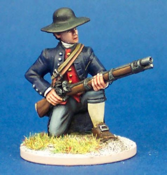 Front Rank Miniatures: 40A57 Militiaman In Coat, Kneeling Ready To Fire, Wide Brimmed Hat (1 fi
