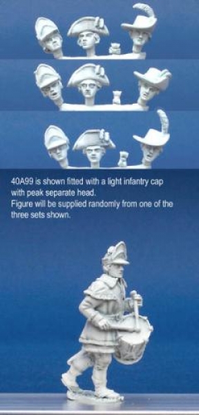 Front Rank Miniatures: 40A99 Hunting Shirt - Drummer Marching, Playing (1 figure) (40mm)