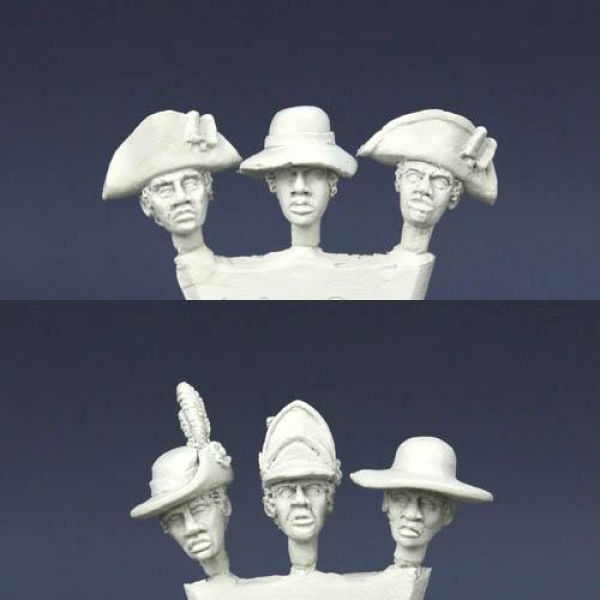 Front Rank Miniatures: 40HP3 Separate Head Set For Black Soldiers (6 Heads In Mixed Headgear) (