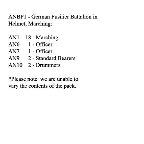 Front Rank Miniatures: ANBP1 German Fusilier Battalion In Helmet, Marching (24 Figures)