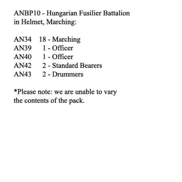 Front Rank Miniatures: ANBP10 Hungarian Fusilier Battalion In Helmet, Marching (24 Figures)