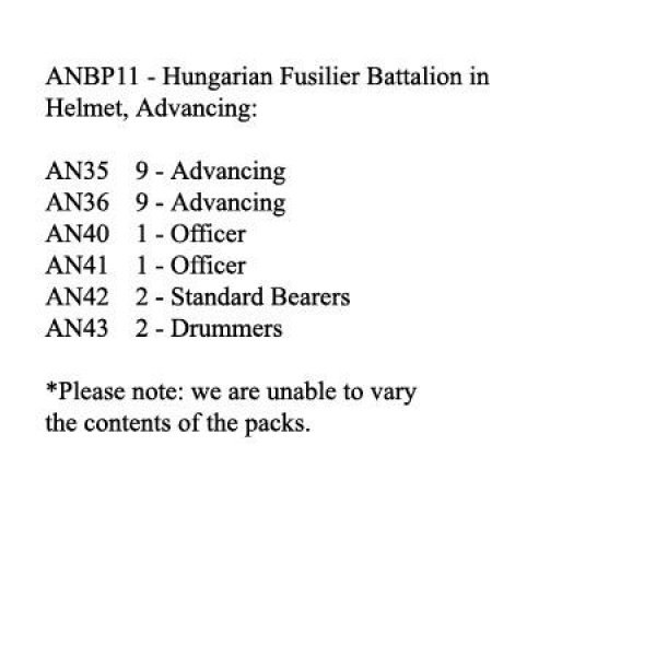 Front Rank Miniatures: ANBP11 Hungarian Fusilier Battalion In Helmet, Advancing (24 Figures)