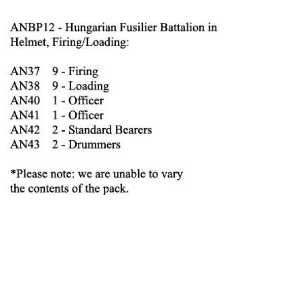 Front Rank Miniatures: ANBP12 Hungarian Fusilier Battalion In Helmet, Firing / Loading (24 Figu