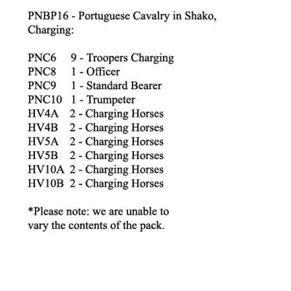 Front Rank Miniatures: PNBP16 Portuguese Cavalry In Shako, Charging (12 Mounted Figures)