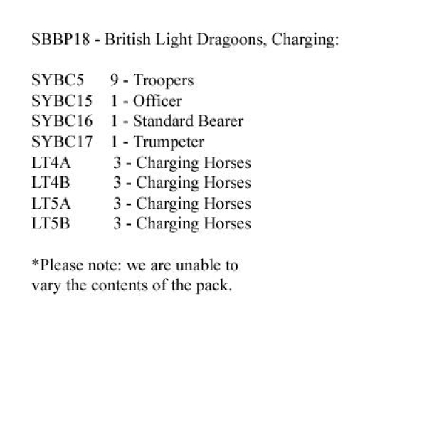 Front Rank Miniatures: SBBP18 Cavalry - British Light Dragoon Charging (12 Mounted Figures)