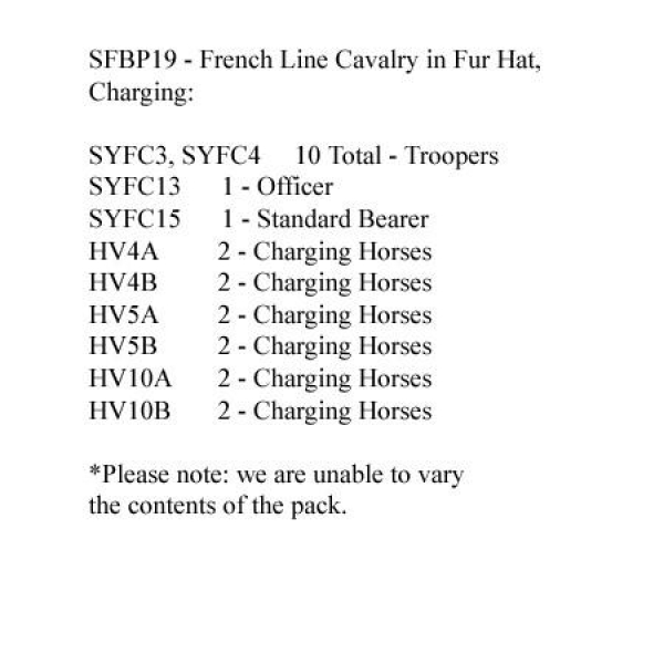Front Rank Miniatures: SFBP19 Cavalry - French Line Cavalry In Fur Hat, Charging (12 Mounted Figures