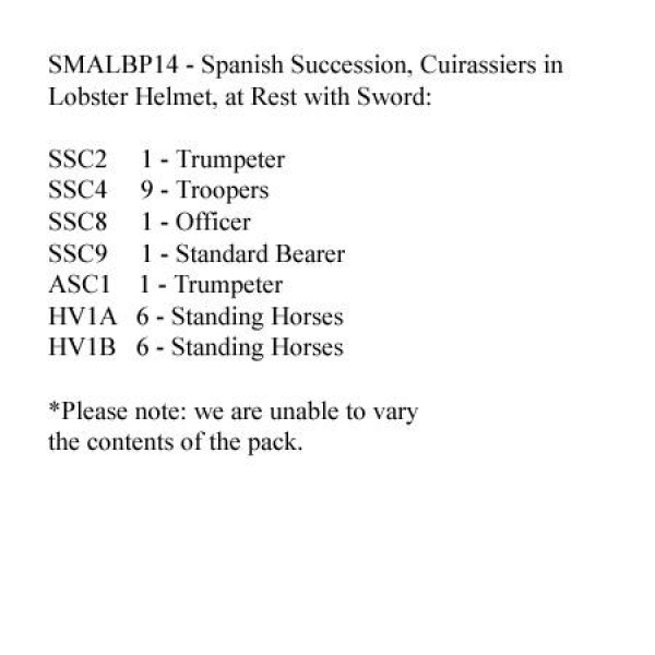 Front Rank Miniatures: SMALBP14 Spanish Succession Cuirassiers In Lobster Tail Helmets, At Rest With