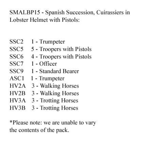 Front Rank Miniatures: SMALBP15 Spanish Succession Cuirassiers In Lobster Tail Helmets, With Pistol 