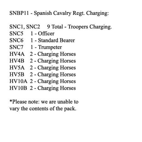 Front Rank Miniatures: SNBP11 Spanish Cavalry Regt (Life Guard, Line Cavalry Or Dragoon), Charging (