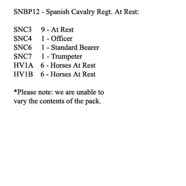 Front Rank Miniatures: SNBP12 Spanish Cavalry Regt (Life Guard, Line Cavalry Or Dragoon), At Rest (1