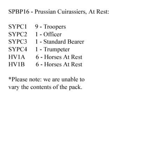 Front Rank Miniatures: SPBP16 Prussian Cuirassiers At Rest (12 Mounted Figures)