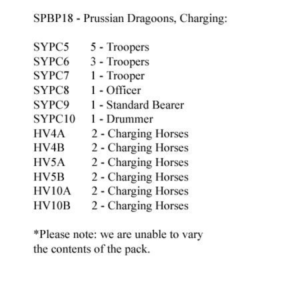 Front Rank Miniatures: SPBP18 Prussian Dragoon, Charging (12 Mounted Figures)
