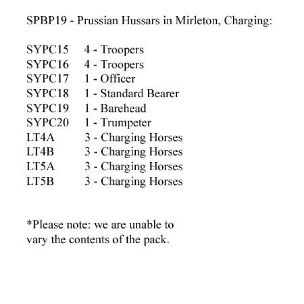 Front Rank Miniatures: SPBP19 Prussian Hussars In Mirleton, Charging (12 Mounted Figures)