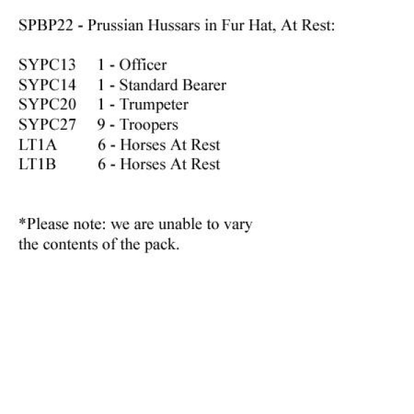 Front Rank Miniatures: SPBP22 Prussian Hussars In Fur Hat, At Rest (12 Mounted Figures)