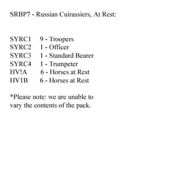 Front Rank Miniatures: SRBP7 Russian Cuirassiers At Rest (12 Mounted Figures)