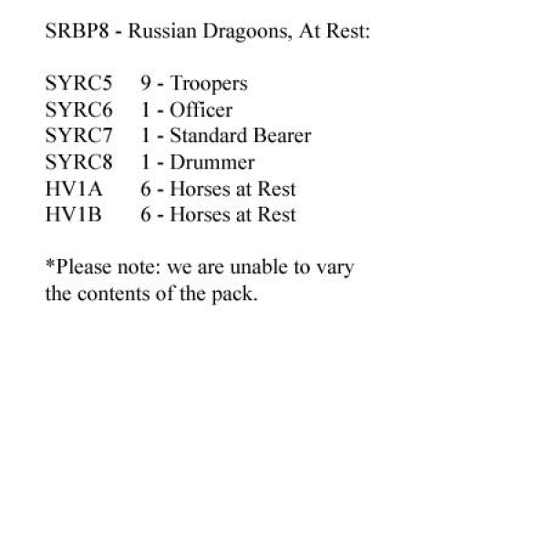 Front Rank Miniatures: SRBP8 Russian Dragoon At Rest (12 Mounted Figures)