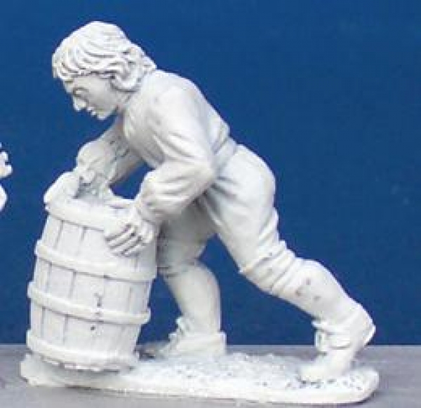 Front Rank Miniatures: SSA3 Artillery Labourer In Shirt, Moving Barrel (Suitable for most Nationalit