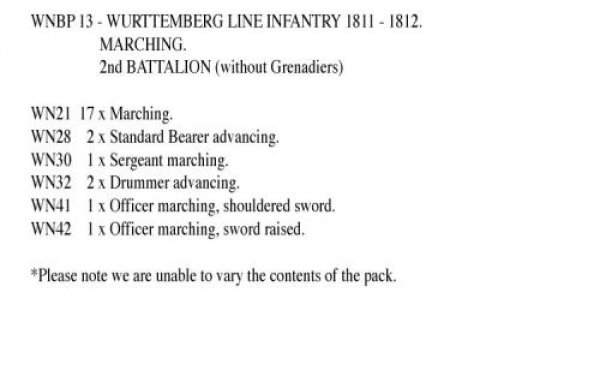 Front Rank Miniatures: WNBP13 Wurttemberg Line Infantry 1811 To 1812, 2nd Battalion, Marching (24 Fi
