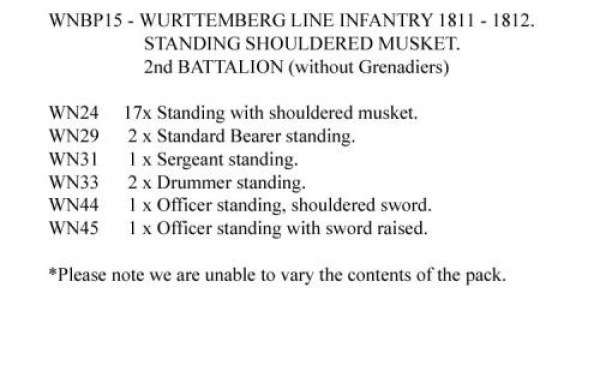 Front Rank Miniatures: WNBP15 Wurttemberg Line Infantry 1811 To 1812, 2nd Battalion, Standing, Shoul