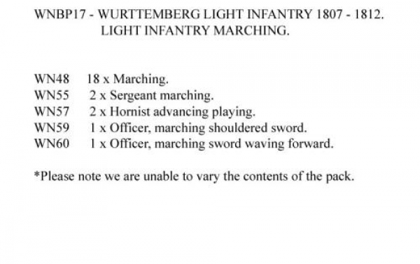 Front Rank Miniatures: WNBP17 Wurttemberg Light Infantry 1807 To 1812, Marching (24 Figures)