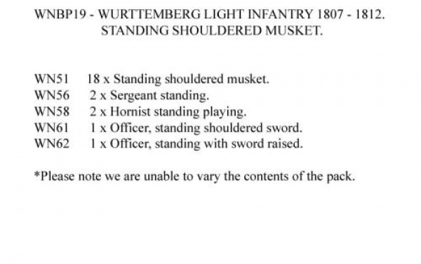Front Rank Miniatures: WNBP19 Wurttemberg Light Infantry 1807 To 1812, Standing, Shouldered Musket (