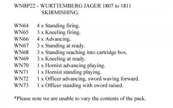 Front Rank Miniatures: WNBP22 Wurttemberg Jagers 1807 To 1811, Skirmishing (24 Figures)