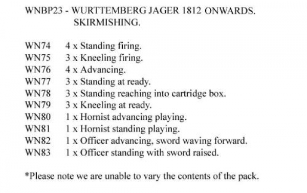 Front Rank Miniatures: WNBP23 Wurttemberg Jagers 1812 Onwards, Skirmishing (24 Figures)