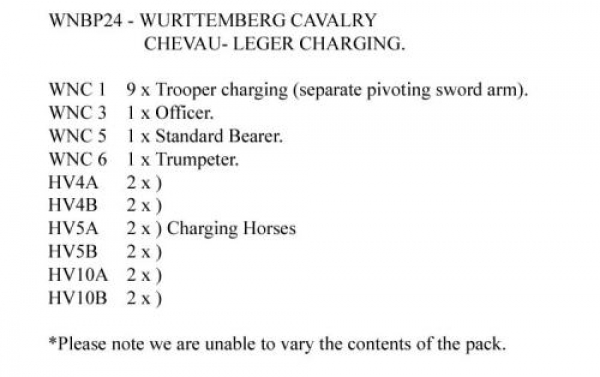 Front Rank Miniatures: WNBP24 Wurttemberg Chevau - Leger, Charging Pack (12 Mounted Figures)