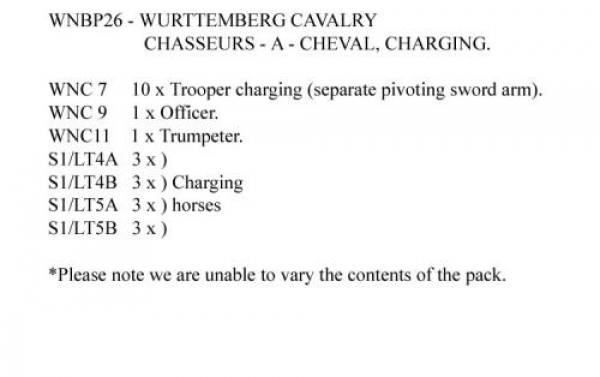 Front Rank Miniatures: WNBP26 Wurttemberg Chasseurs - A - Cheval, Charging Pack (12 Mounted Figures)