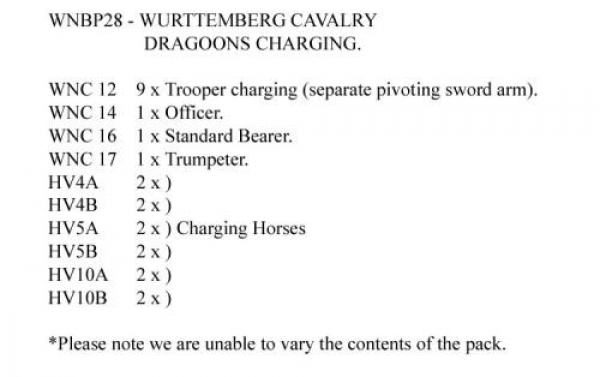 Front Rank Miniatures: WNBP28 Wurttemberg Dragoon, Charging Pack (12 Mounted Figures)