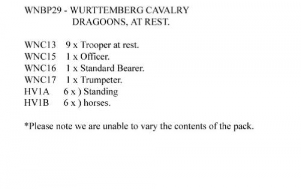 Front Rank Miniatures: WNBP29 Wurttemberg Dragoon, At Rest Pack (12 Mounted Figures)