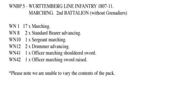 Front Rank Miniatures: WNBP5 Wurttemberg Line Infantry 1807 To 1811, 2nd Battalion, Marching. (24 Fi