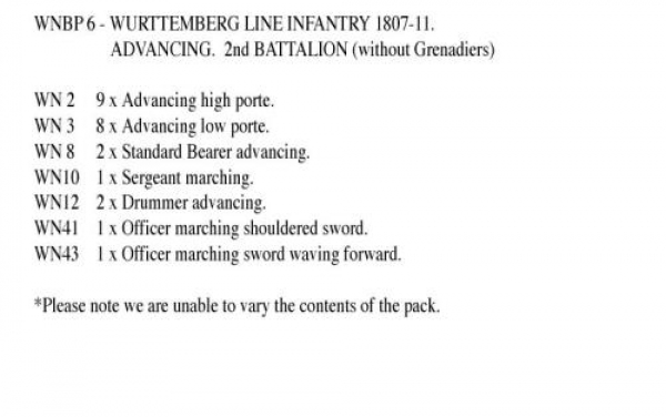 Front Rank Miniatures: WNBP6 Wurttemberg Line Infantry 1807 To 1811, 2nd Battalion, Advancing. (24 F