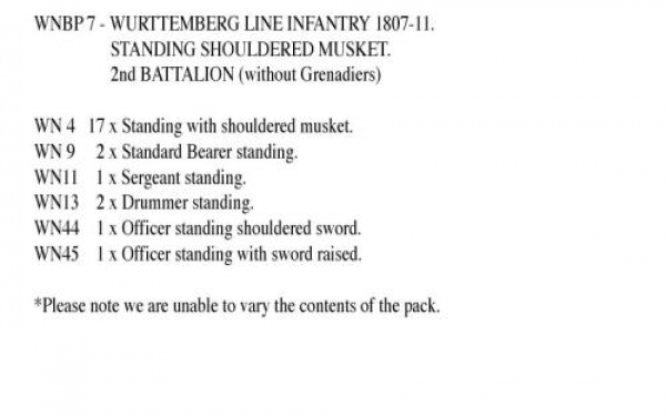 Front Rank Miniatures: WNBP7 Wurttemberg Line Infantry 1807 To 1811, 2nd Battalion, Standing, Should