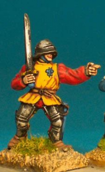 Front Rank Miniatures: WR52 Officer With Sword Pointing - Livery Jacket & Visored Sallet (6 figures)