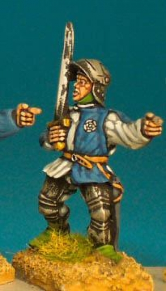 Front Rank Miniatures: WR54 Officer With Sword Pointing - Livery Jacket & Visored Sallet -(Visor Up)