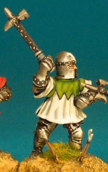 Front Rank Miniatures: WR71 Dismounted Man At Arms War Hammer Raised - Tabard Closed Face Barbute (6
