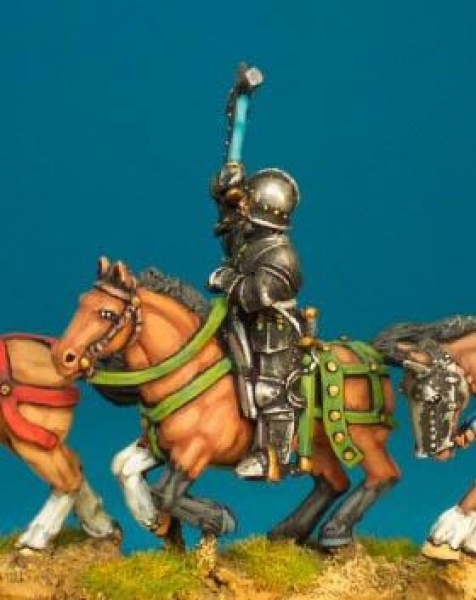 Front Rank Miniatures: WRC14 Mounted Man At Arms - Weapon Raised - Italian Armour, Barbute, War Hamm