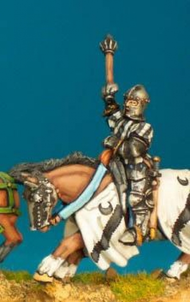 Front Rank Miniatures: WRC15 Mounted Man At Arms - Weapon Raised - Tabard, Closed Faced Barbute, Mac