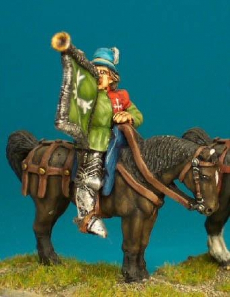 Front Rank Miniatures: WRC25 Lighter Armoured Mounted Figure - Trumpeter In Leg Armour And Soft Hat 