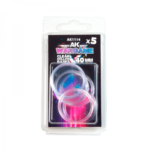 AK-Interactive: CLEAR HOLLOW BASES 40 MM X5 UNITS